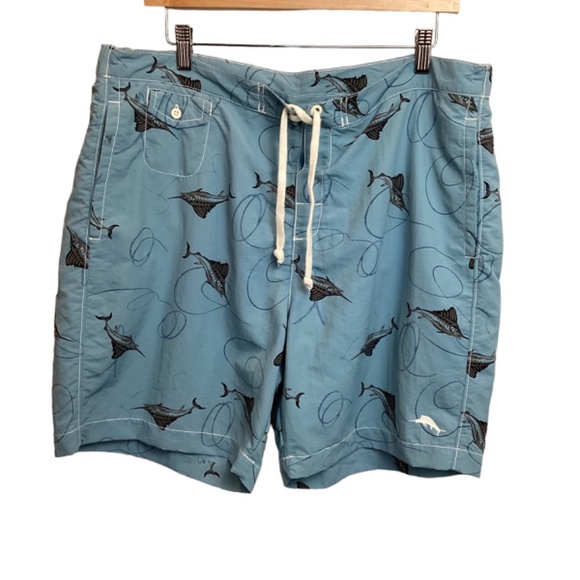 Tommy Bahama Swim Trunks Size‎ Large Marlin Relax Surf Shorts Blue With Pockets - Picture 3 of 7
